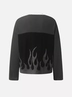 87 Flame Graphic Waffle Knit Long Sleeve Tee