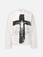 Gothic Cross Graphic Waffle Knit Long Sleeve Tee