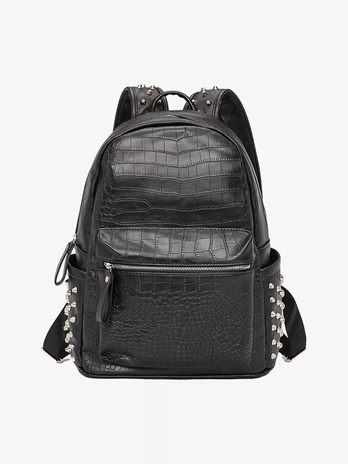 Rivet Crocodile-Print Backpack