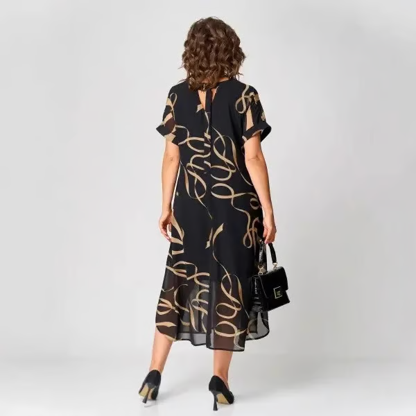 Flowing Midi Dress with V-neck