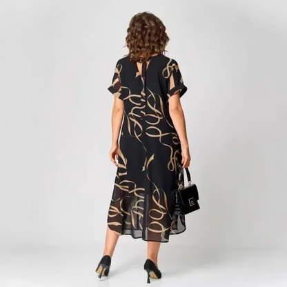 Flowing Midi Dress with V-neck