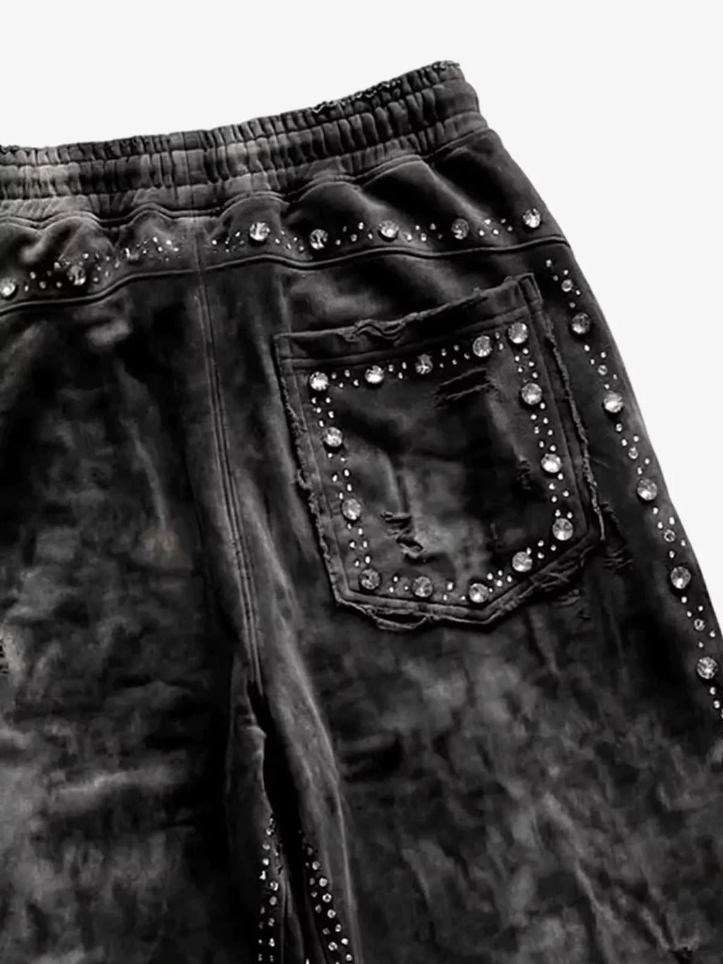 Rhinestone Distressed Sweatpants
