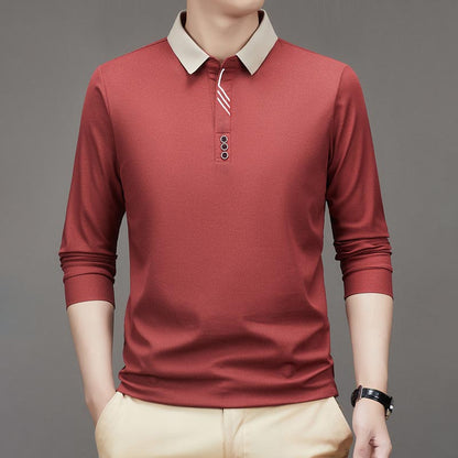 🔥Men's Business Casual Solid Color Lapel Base T-shirt