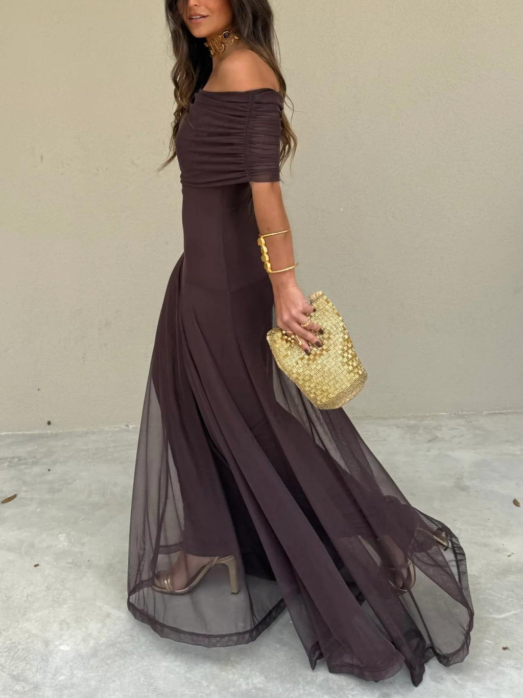 TOLEDO ONE SHOULDER MESH MAXIDRESS