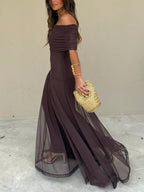 TOLEDO ONE SHOULDER MESH MAXIDRESS