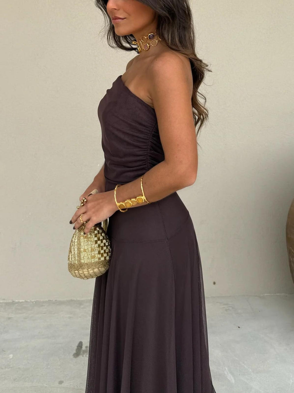 TOLEDO ONE SHOULDER MESH MAXIDRESS