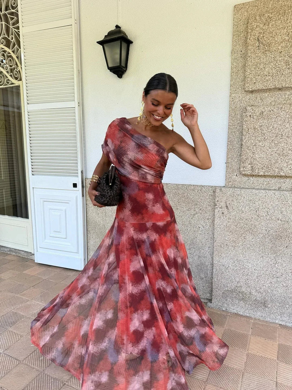 TOLEDO ONE SHOULDER MESH MAXIDRESS