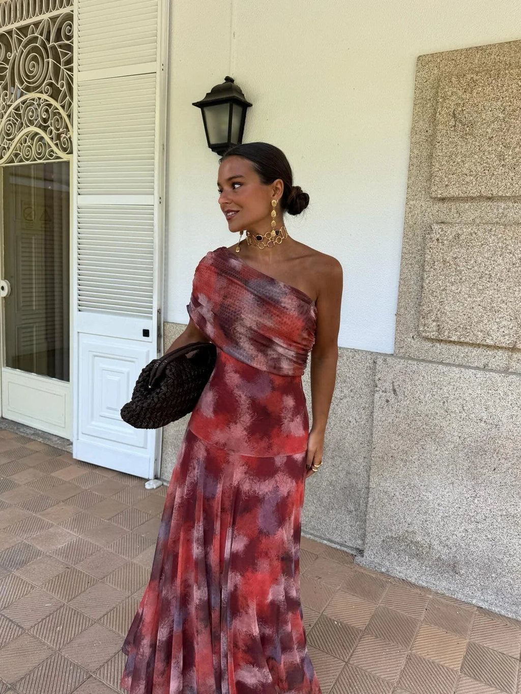 TOLEDO ONE SHOULDER MESH MAXIDRESS