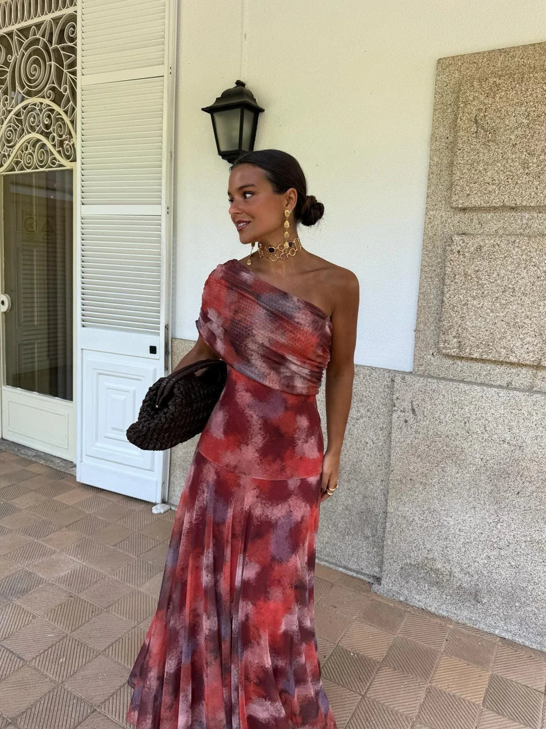 TOLEDO ONE SHOULDER MESH MAXIDRESS