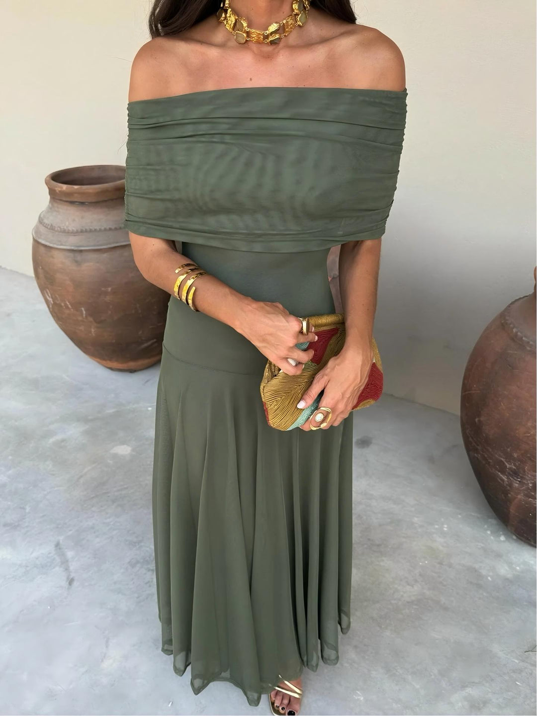 TOLEDO ONE SHOULDER MESH MAXIDRESS