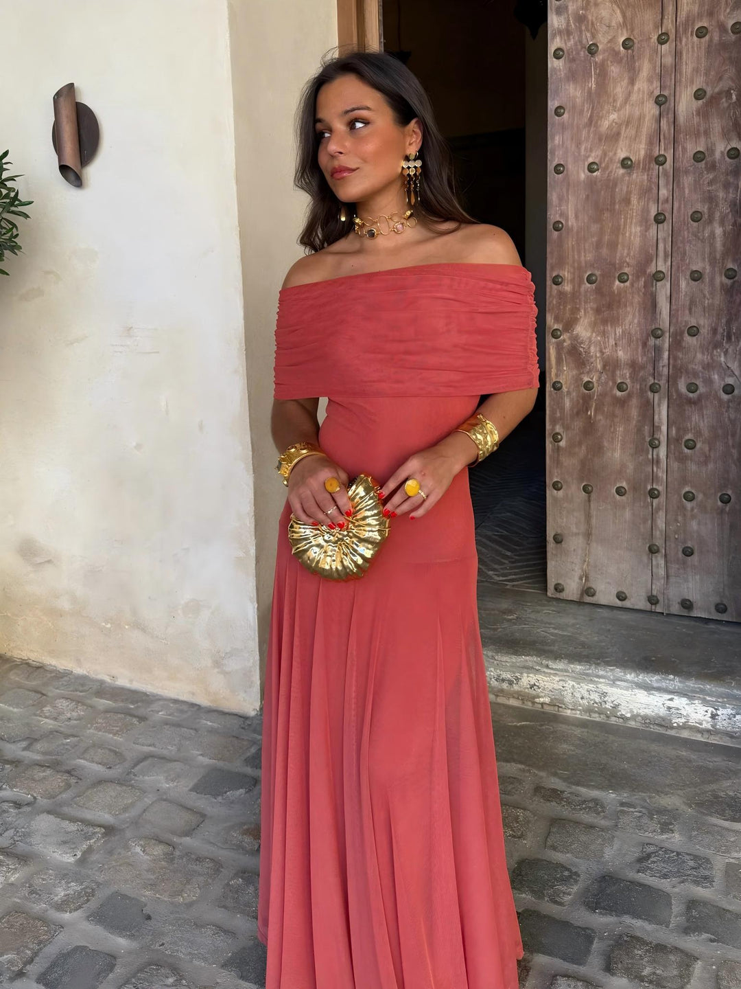 TOLEDO ONE SHOULDER MESH MAXIDRESS