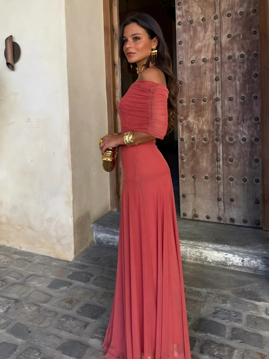TOLEDO ONE SHOULDER MESH MAXIDRESS