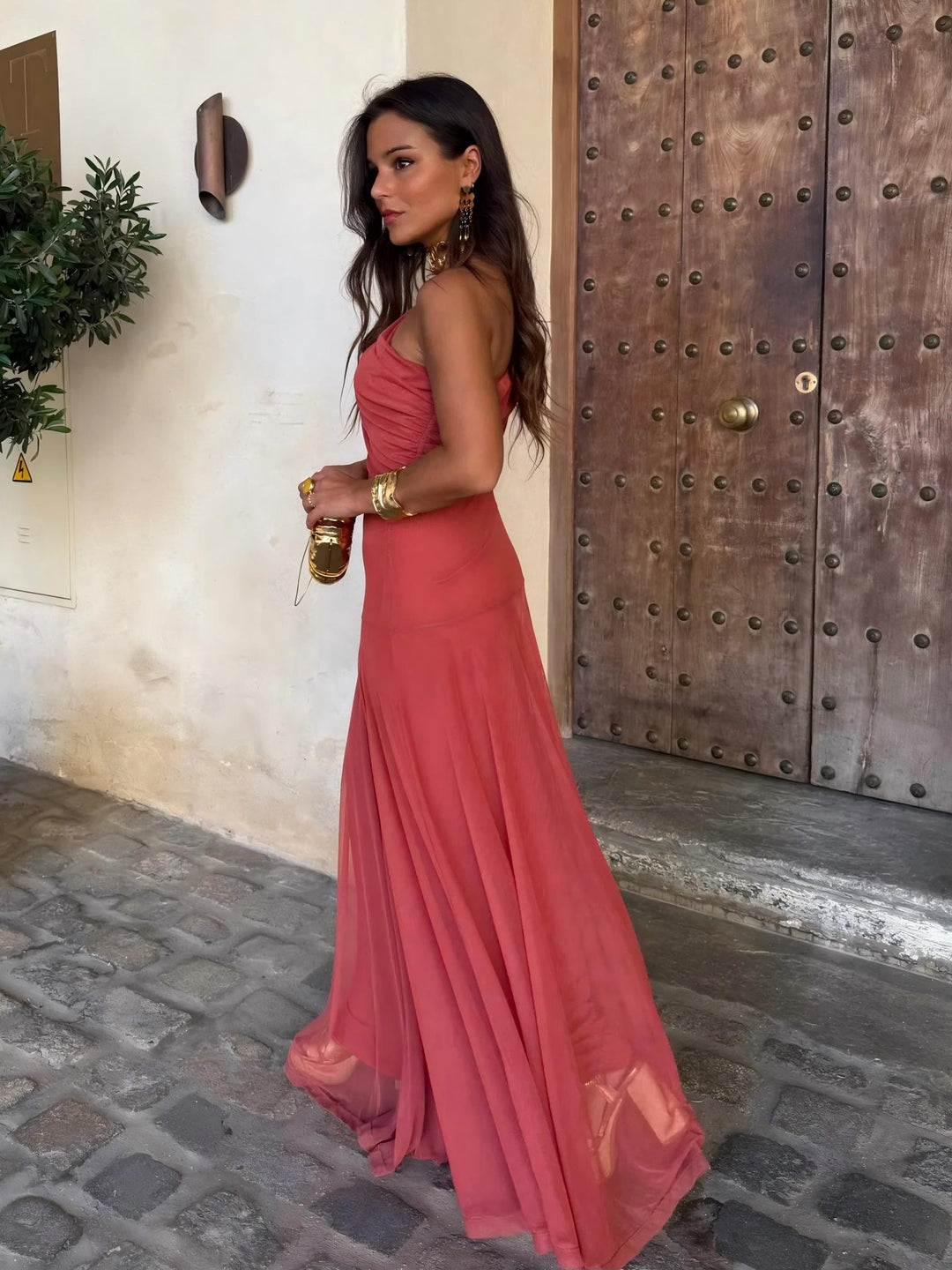 TOLEDO ONE SHOULDER MESH MAXIDRESS