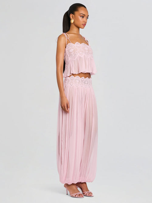 BLUSH LACE CHIFFON SET