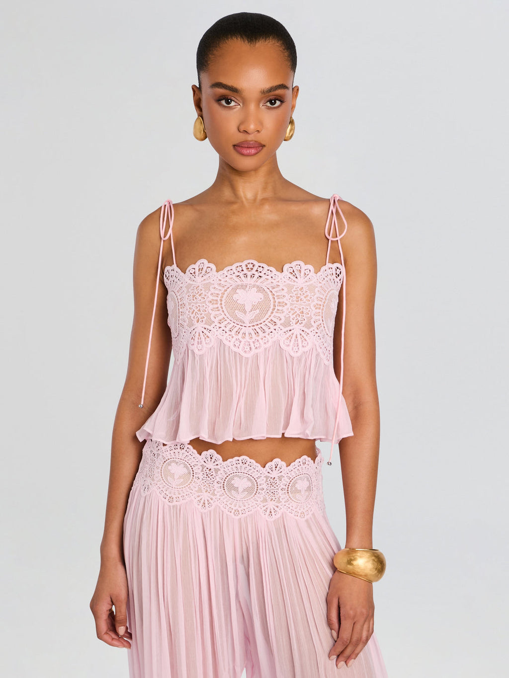BLUSH LACE CHIFFON SET