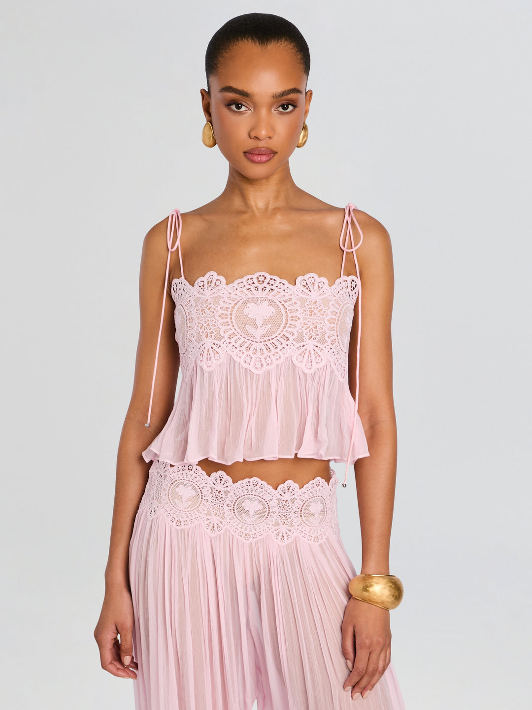 BLUSH LACE CHIFFON SET