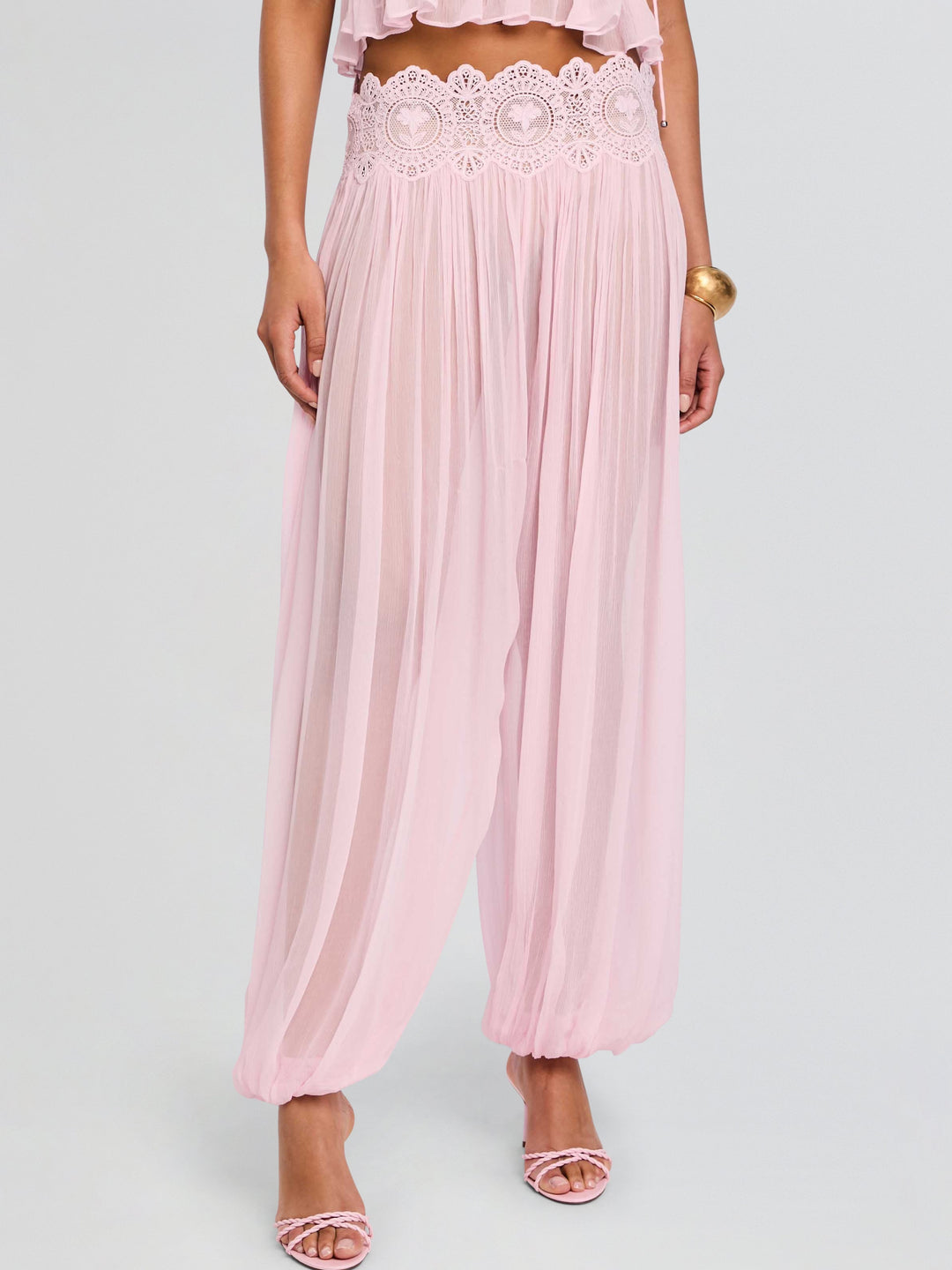BLUSH LACE CHIFFON SET