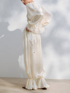 THEIVORY SATIN LACE HAREM SET
