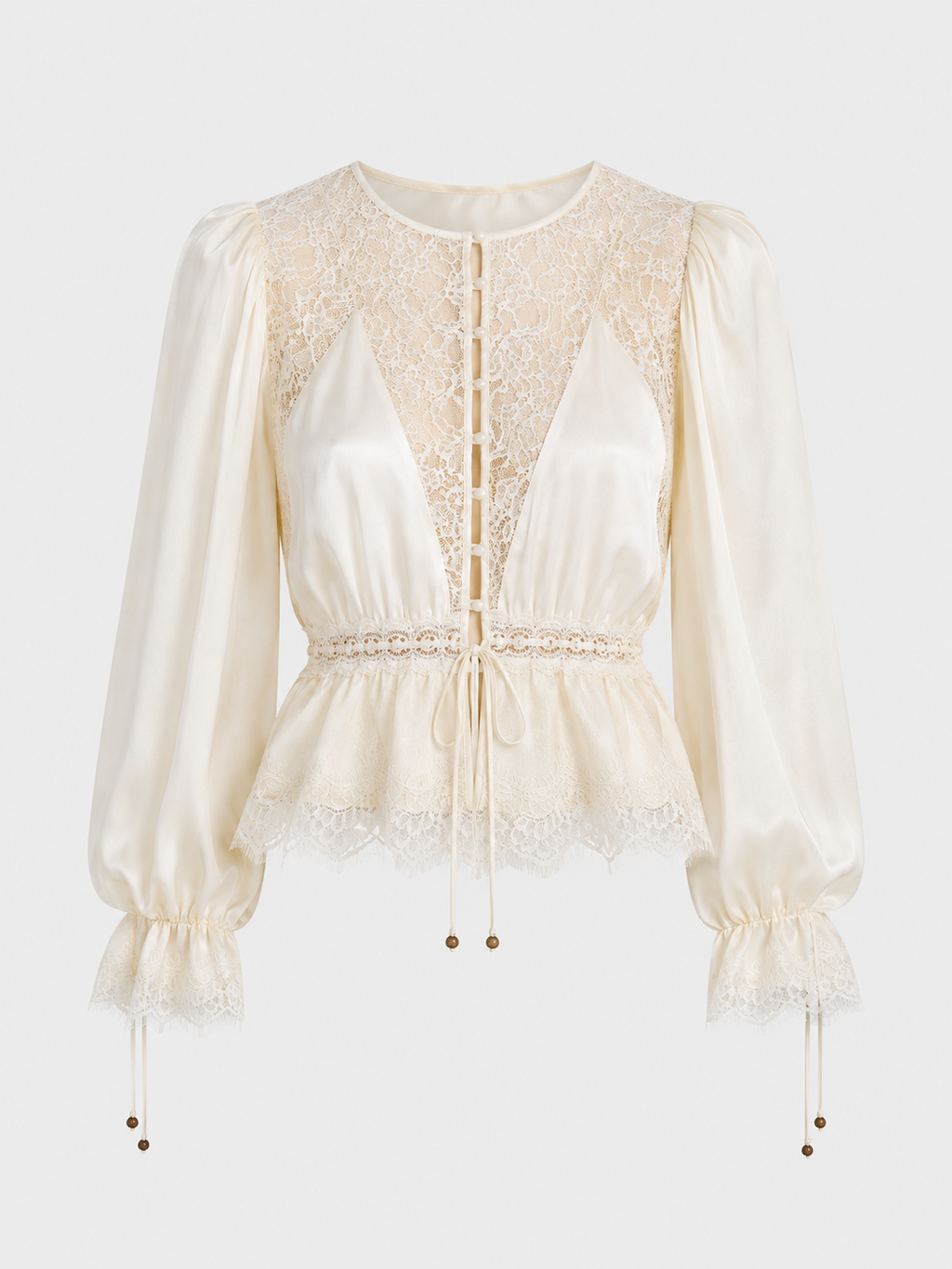 THEIVORY SATIN LACE HAREM SET