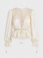 THEIVORY SATIN LACE HAREM SET