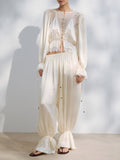 THEIVORY SATIN LACE HAREM SET