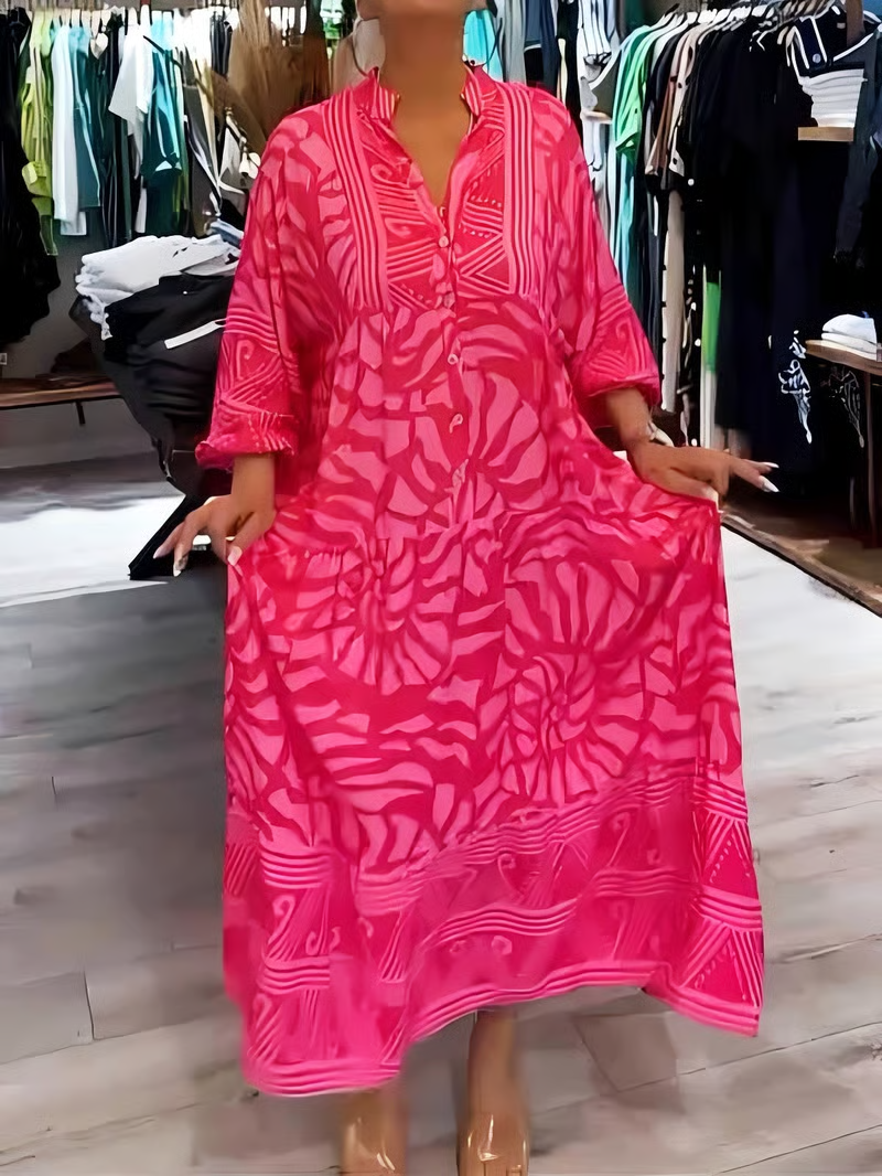 Women's V-neck Printed Loose Dress(Almost Sold Out!)