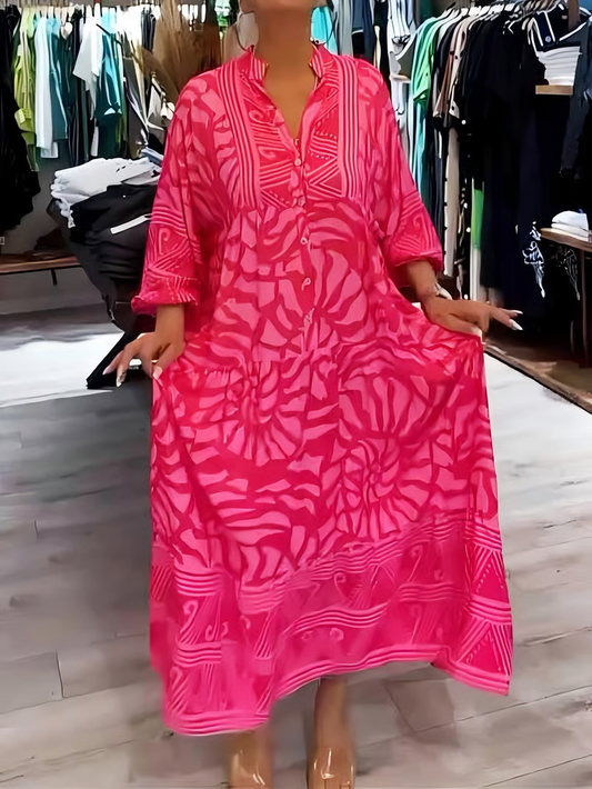 Women's V-neck Printed Loose Dress(Almost Sold Out!)