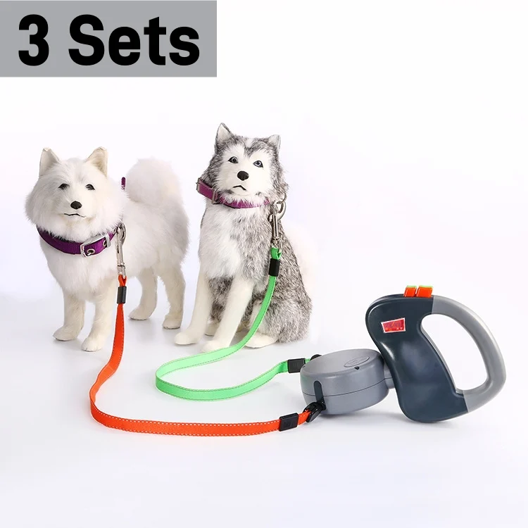 Two Dog Reflective Retractable Pet Leash