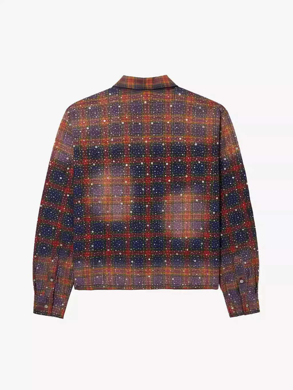 Rhinestone Plaid Long-Sleeve Shirt