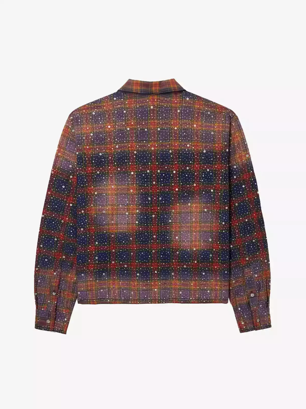 Rhinestone Plaid Long-Sleeve Shirt