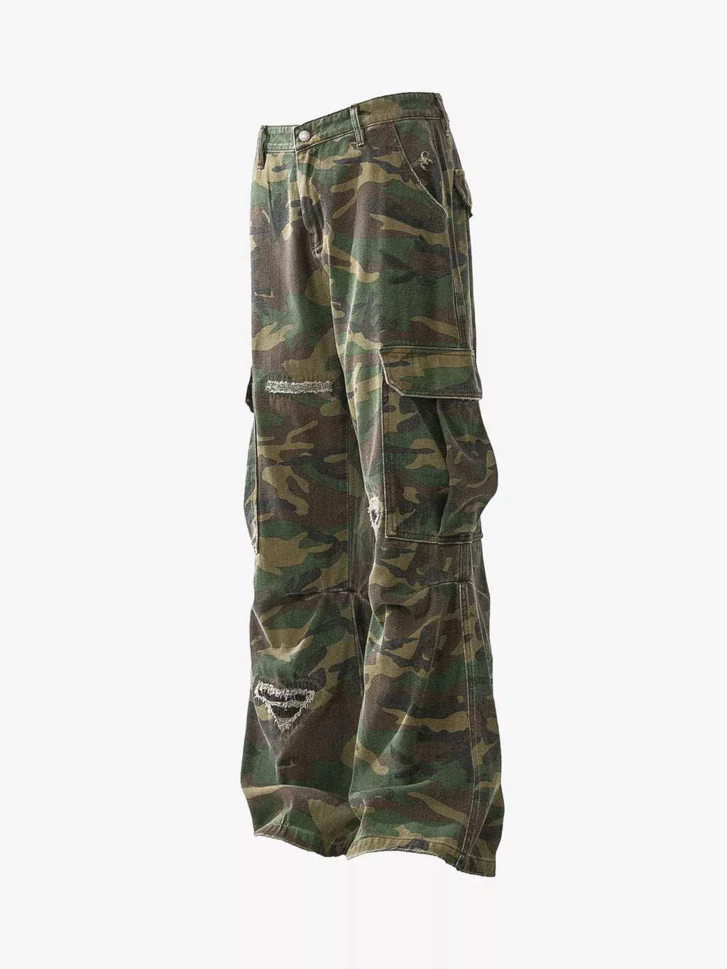 Distressed Camo Cargo Baggy Pants