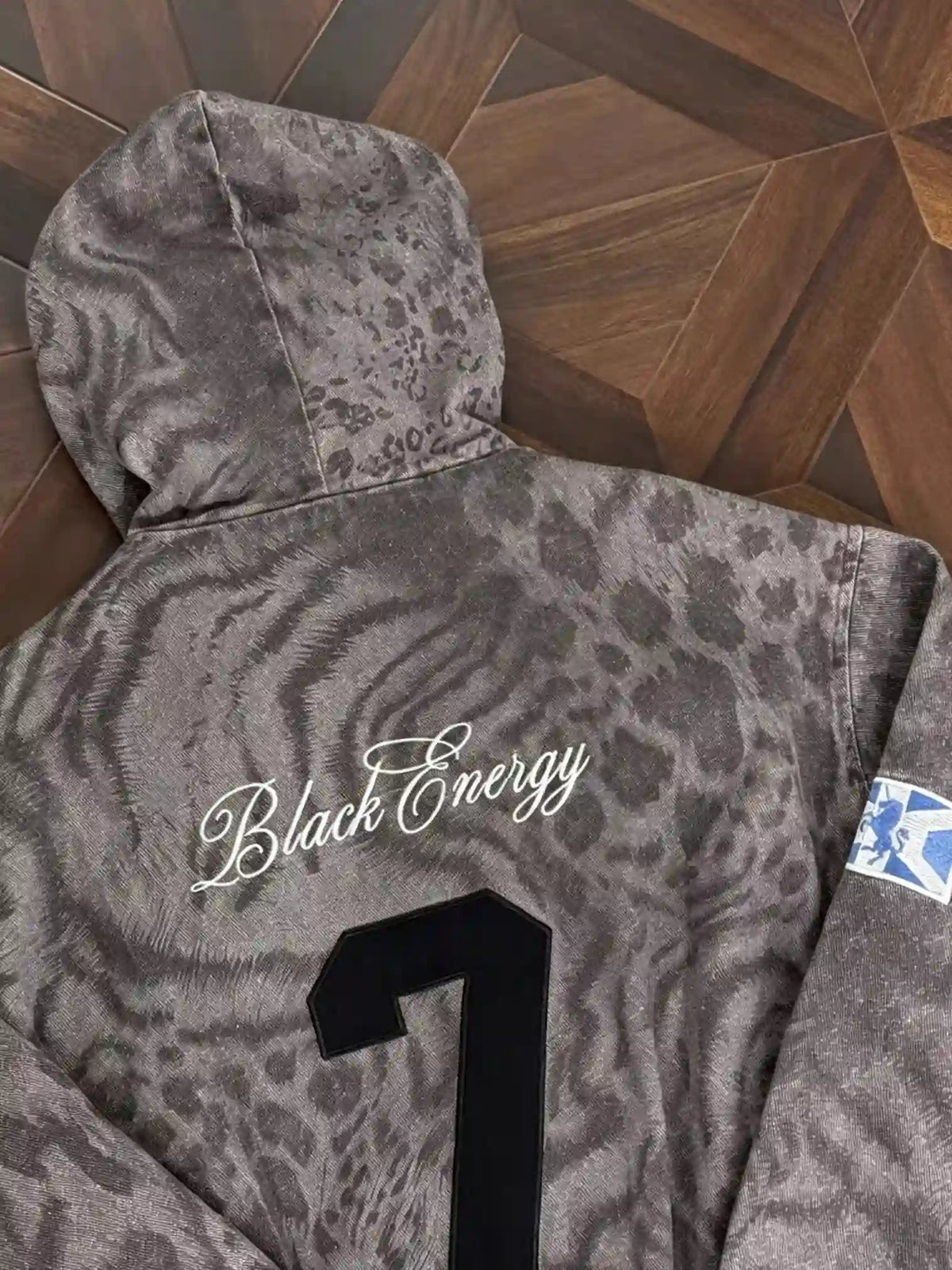Washed Graphic Pattern Full-Zip Hooded Jacket