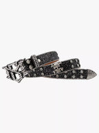 Rhinestone Skull Buckle Belt