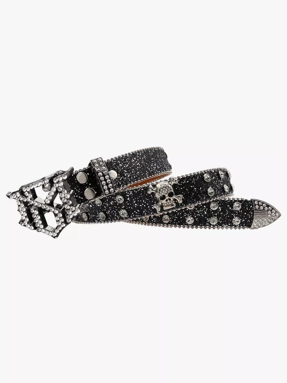 Rhinestone Skull Buckle Belt