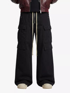 Multi-Pocket Baggy Flare Pants