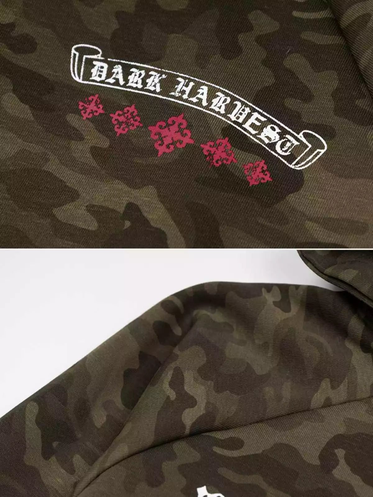 Camo Gothic Graphic Zip-Up Hoodie