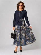 Elegant Floral Tie-Waist Midi Dress