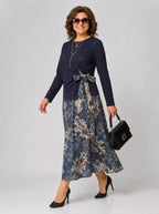 Elegant Floral Tie-Waist Midi Dress