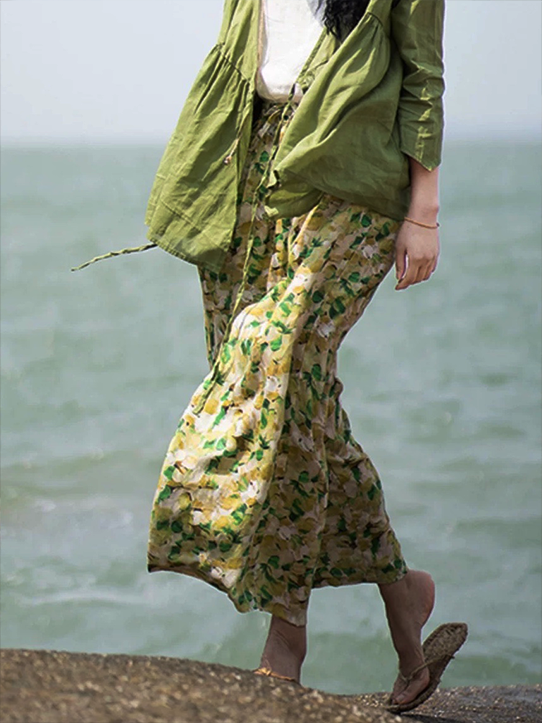 Casual Printed Drawstring Pants