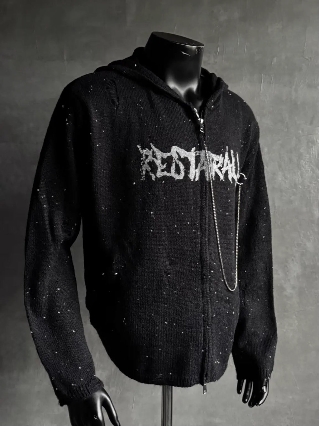 Wings Distressed Speckled Knitted Hooded Sweater