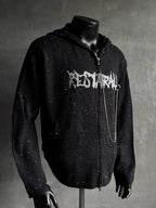 Wings Distressed Speckled Knitted Hooded Sweater