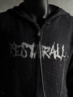 Wings Distressed Speckled Knitted Hooded Sweater