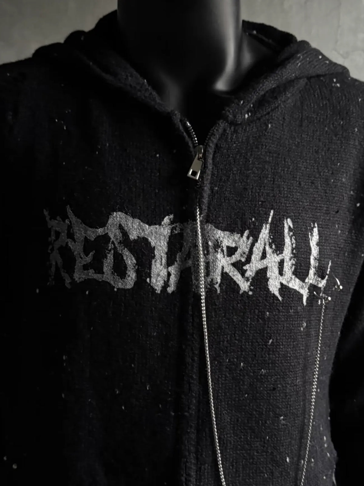 Wings Distressed Speckled Knitted Hooded Sweater