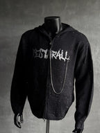 Wings Distressed Speckled Knitted Hooded Sweater