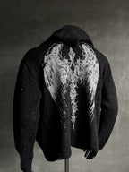 Wings Distressed Speckled Knitted Hooded Sweater