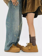 Niceprimes Vintage Suede Platform Sneakers