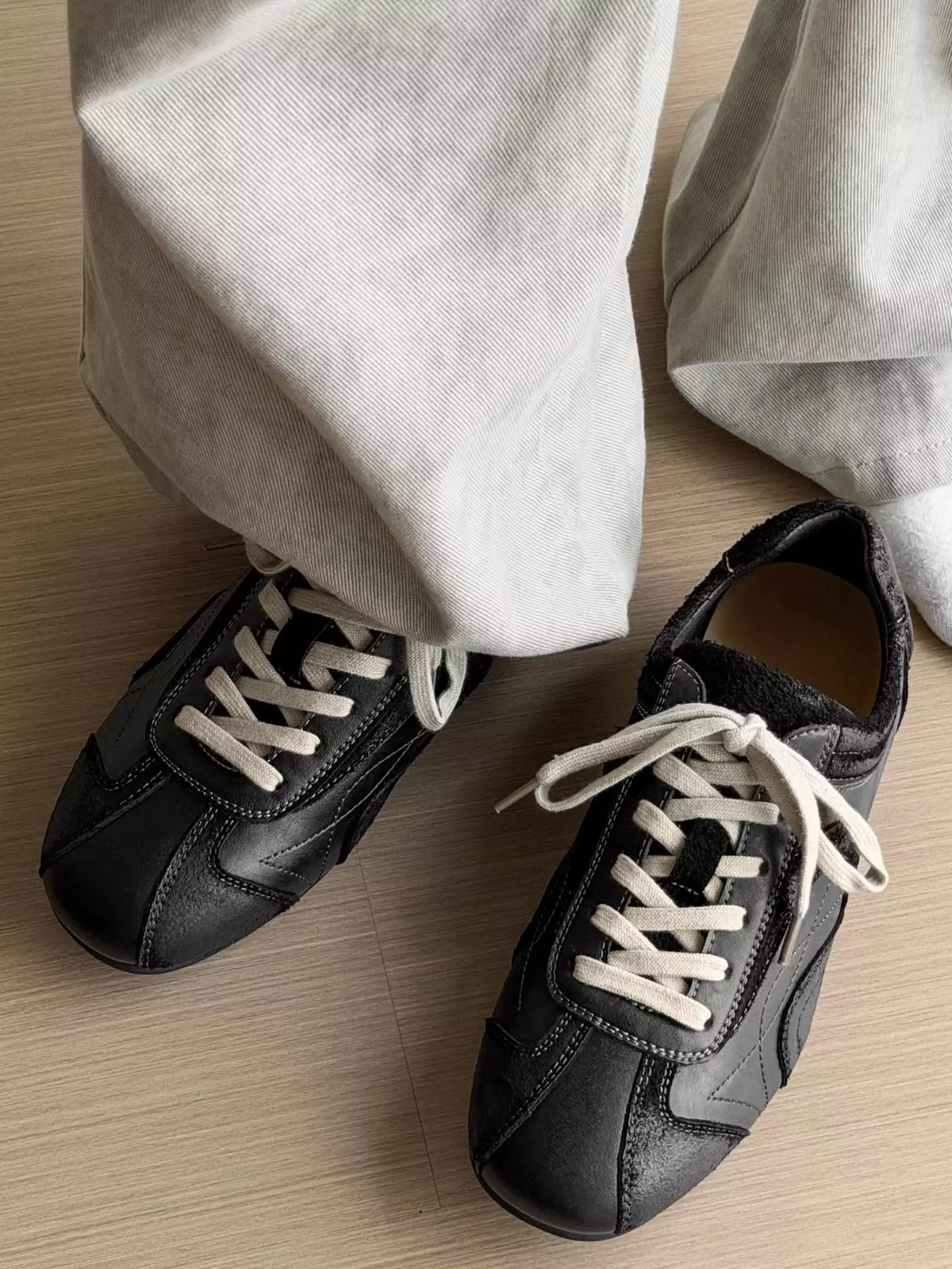 Niceprimes Retro Panel Low-Top Racing Driving Sneakers