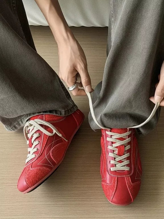 Niceprimes Retro Panel Low-Top Racing Driving Sneakers