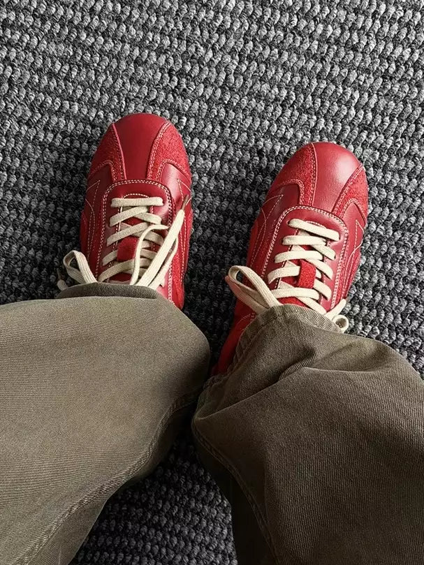 Niceprimes Retro Panel Low-Top Racing Driving Sneakers