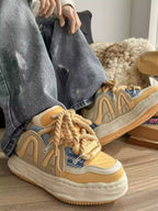 Niceprimes Chunky Rope-Lace Panel Skate Sneakers